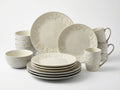 Embossed Floral Relief Stoneware Dinnerware Set 16 Piece