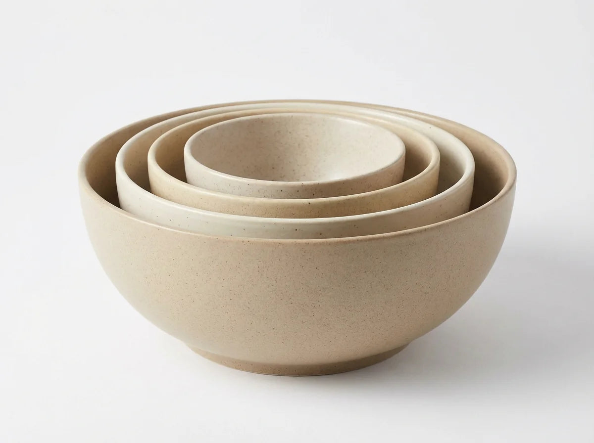Nested Stoneware Mixing Bowl Set 4 Piece with Lids