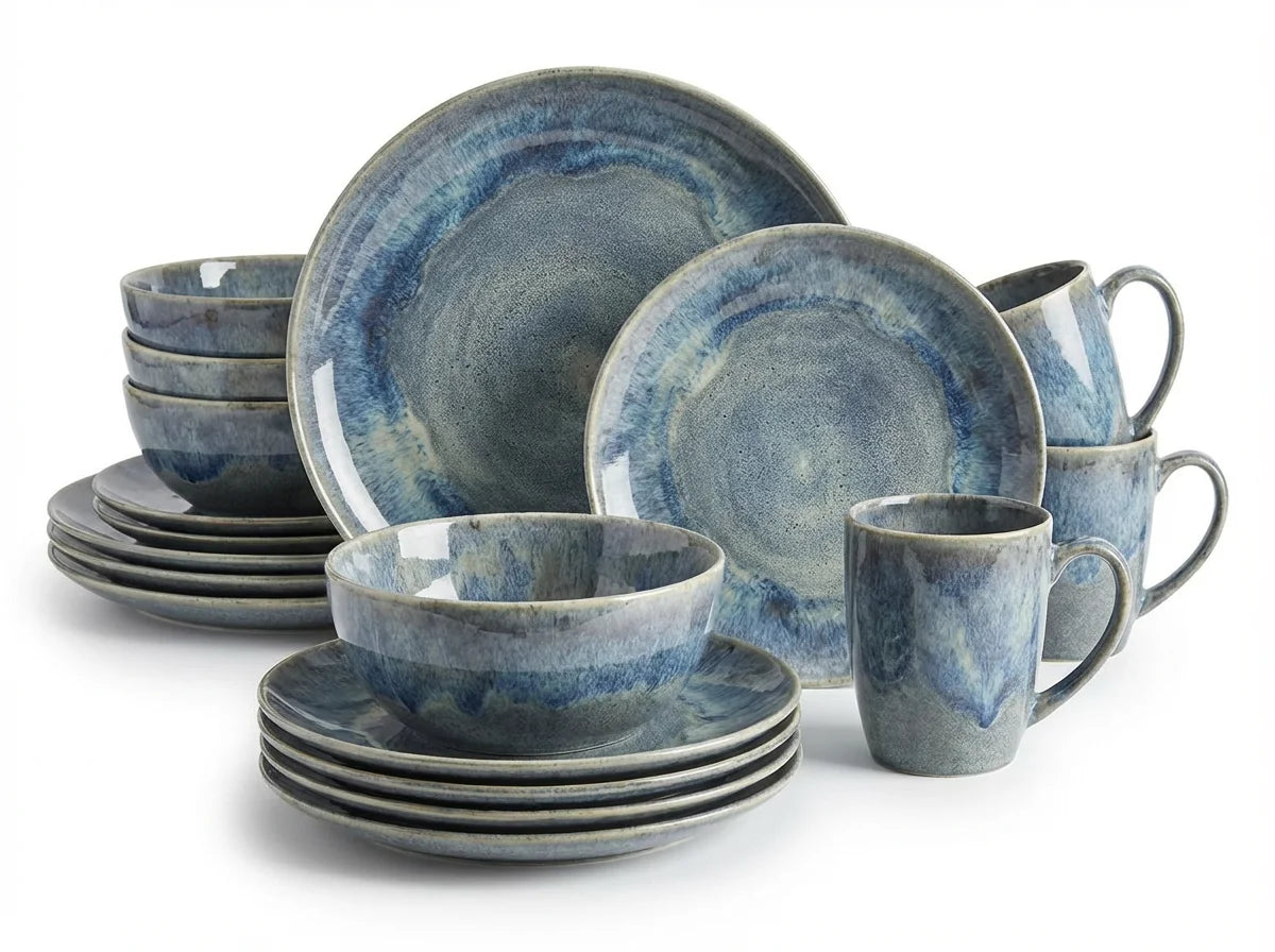 Reactive Glaze Stoneware Dinnerware Set 16 Piece