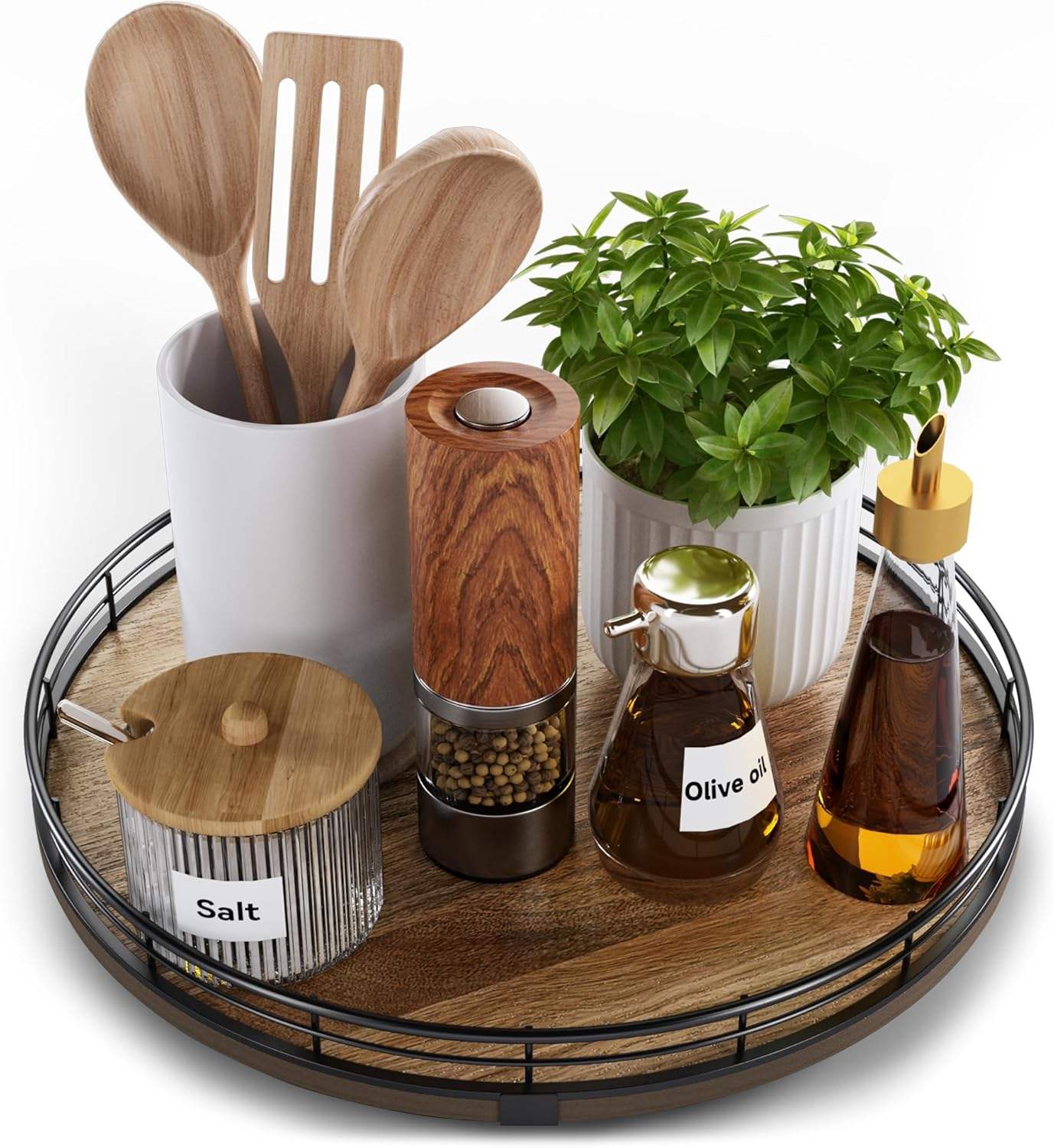 Bamboo Bathroom Vanity Tray Organizer Set of 2